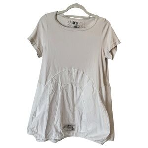 RUNDHOLZ Black Label Cotton Mixed Media Tulip T-Shirt Top, White, Size S, EUC